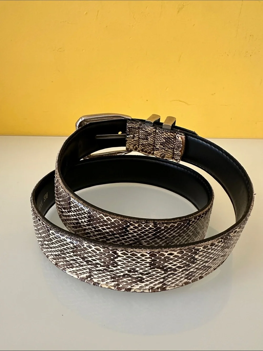 Genuine Snakeskin Leather Belt with Silver Hardware Size S/M